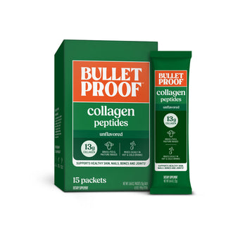 Image: Bulletproof unflavored collagen peptides 15 packets package