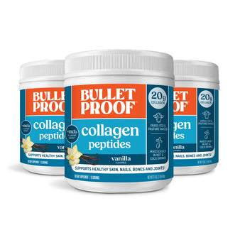 Image: Bulletproof Vanilla Collagen Peptide 17.6 oz 3 pack package