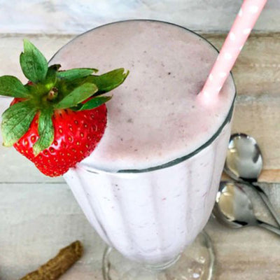 Bulletproof Strawberry Milkshake with collagen protein