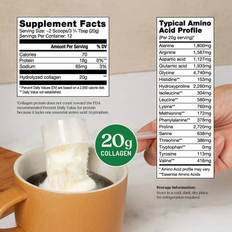 Bulletproof unflavored collagen peptides 8 oz Supplement Facts