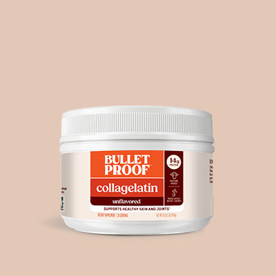 Bulletproof Collagelatin container on a beige background