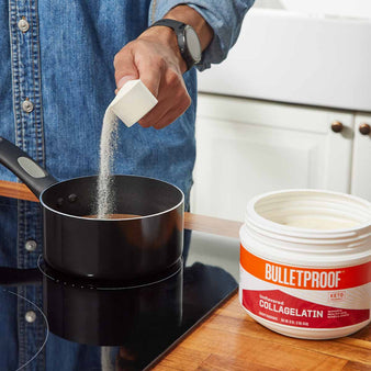 Collagelatin cooking in a pan