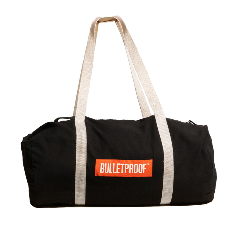 Bulletproof coffee black canvas duffle bag