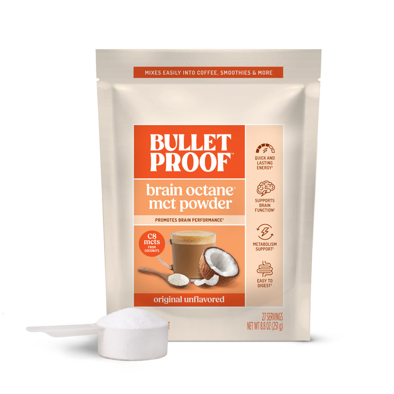 Bulletproof brain octane mct powder packaging