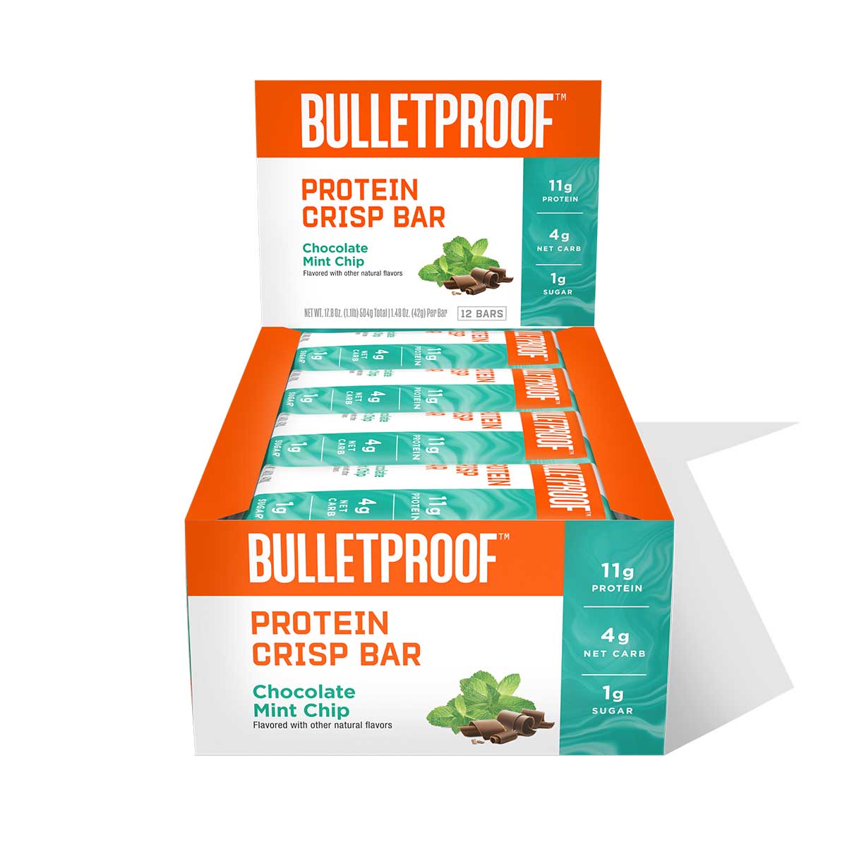 Bulletproof ブレットプルーフ  チョコレートミントチッププロテインクリスプバー 12本入り Chocolate Mint Chip Protein Crisp Bars 12pk Chocolate Mint Chip Protein Crisp Bars, 12pk | Bulletproof