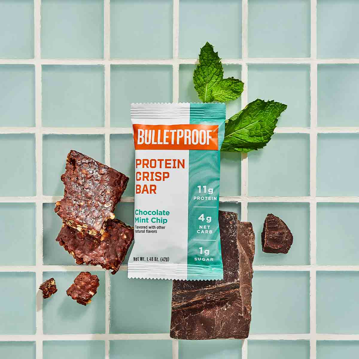 Chocolate Mint Chip Protein Crisp Bars, 12pk | Bulletproof