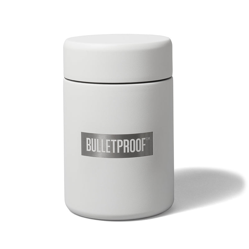 Bulletproof Miir Coffee Canister in White.