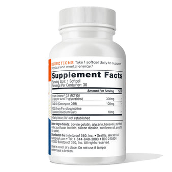 Bulletproof CoQ10 Energy supplement facts