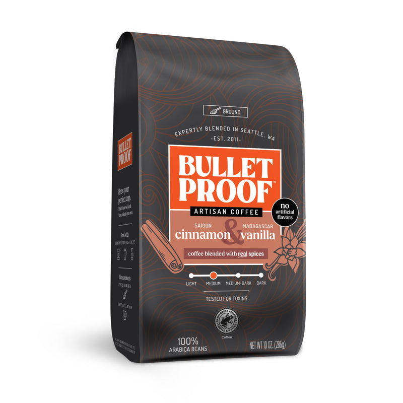 cinnamon vanilla ground coffee packaging - bulletproof