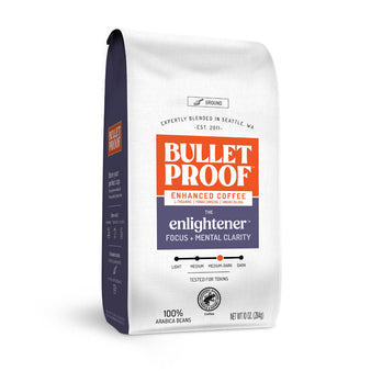 Image: Bulletproof The Enlightener 10 oz ground coffee package.