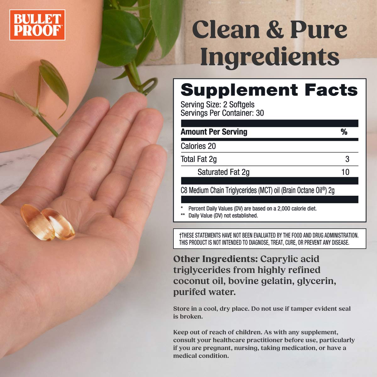 ONE’SUPサプリメント Brain Octane Softgels | MCT Oil 60 ct | Bulletproof