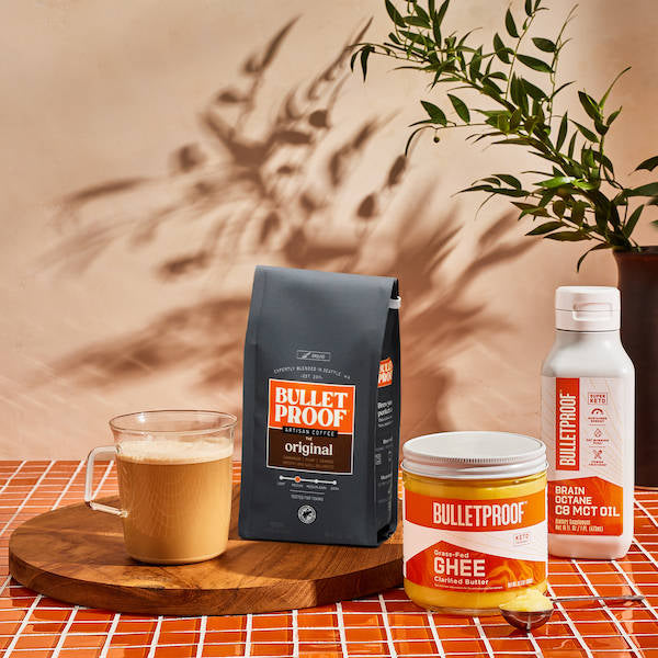 Bulletproof original ground coffee, ghee and brain octane oil