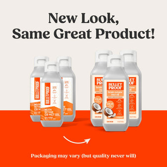 New Look, Same Great Product! Packaging may vary (but quality never will). 3 Packages of the old branding of Bulletproof brain octane mct oil 16 oz and 3 Packages of the new branding of Bulletproof brain octane mct oil 16 oz.